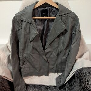 Vero Moda Women's Charcoal Leather Jacket